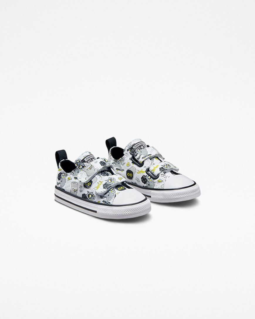 Boys' Converse Chuck Taylor All Star Easy-On Raccoons Low Top Shoes White / Black / Grey | AU 8C6E1M